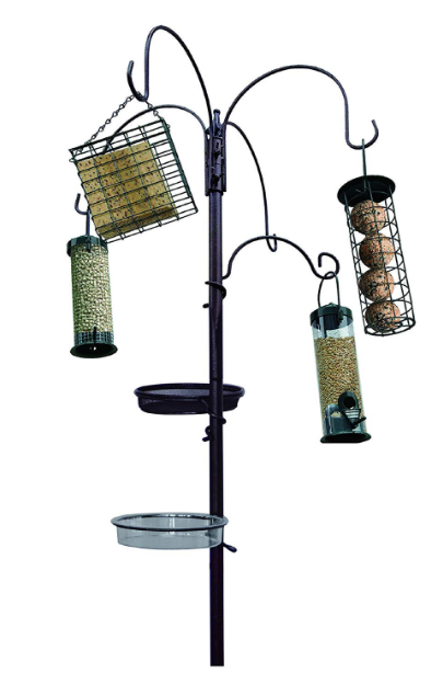 53 off on Outdoor Metal Bird Feeding Station with Adjustable Feeders