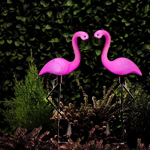 3x Flamingo Standing Solar Lights