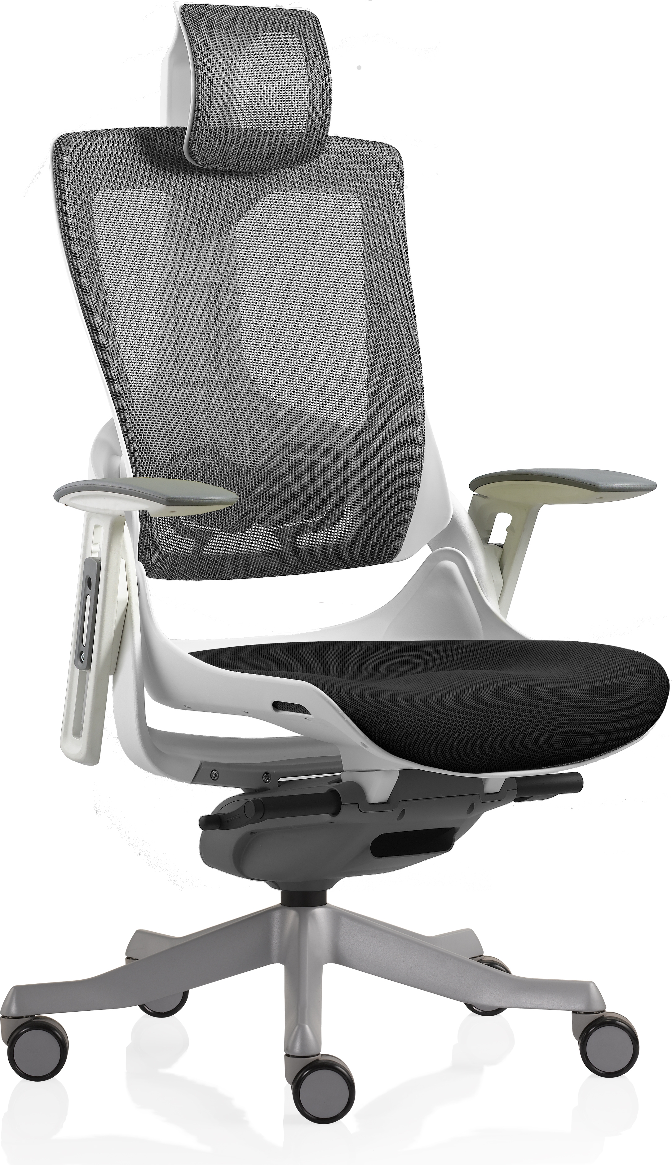 White Frame, Fabric Seat & Mesh Back