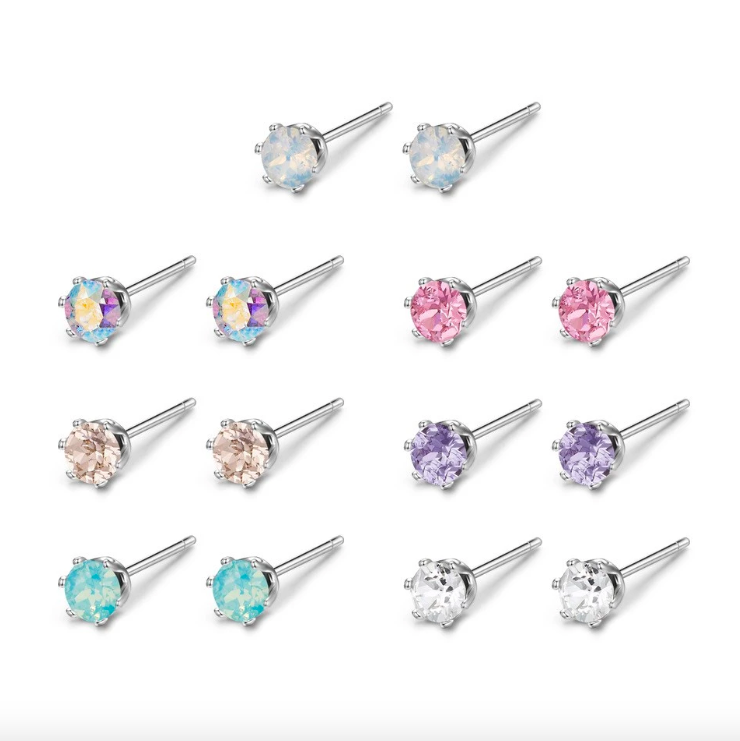 55 off on Pack of 7 Everyday Stud Earrings with Swarovski Crystals