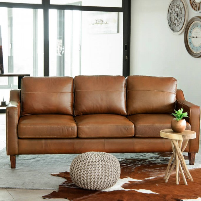 R3,000 off on Light Brown Leather Couch OneDayOnly