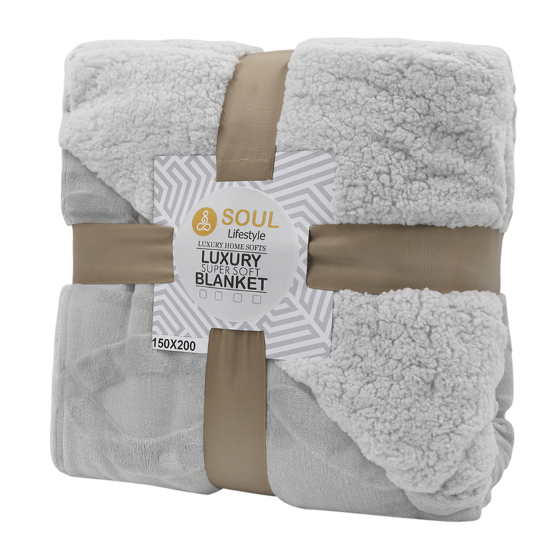 50 off on Reversible 200+240gsm Embossed Flannel Sherpa Blanket
