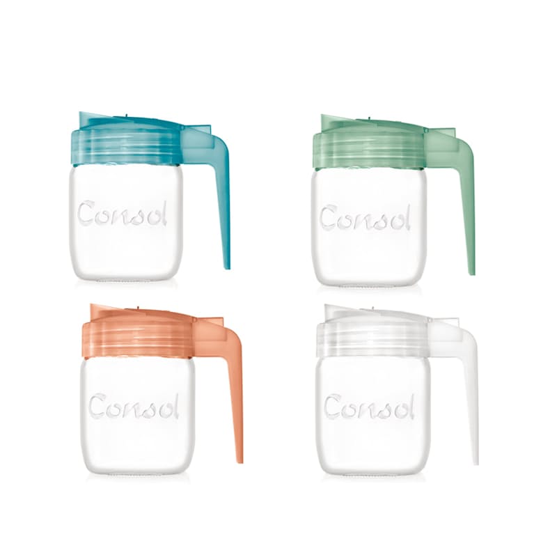 Set of 4 Jugs with Assorted Coloured Frosted Lids