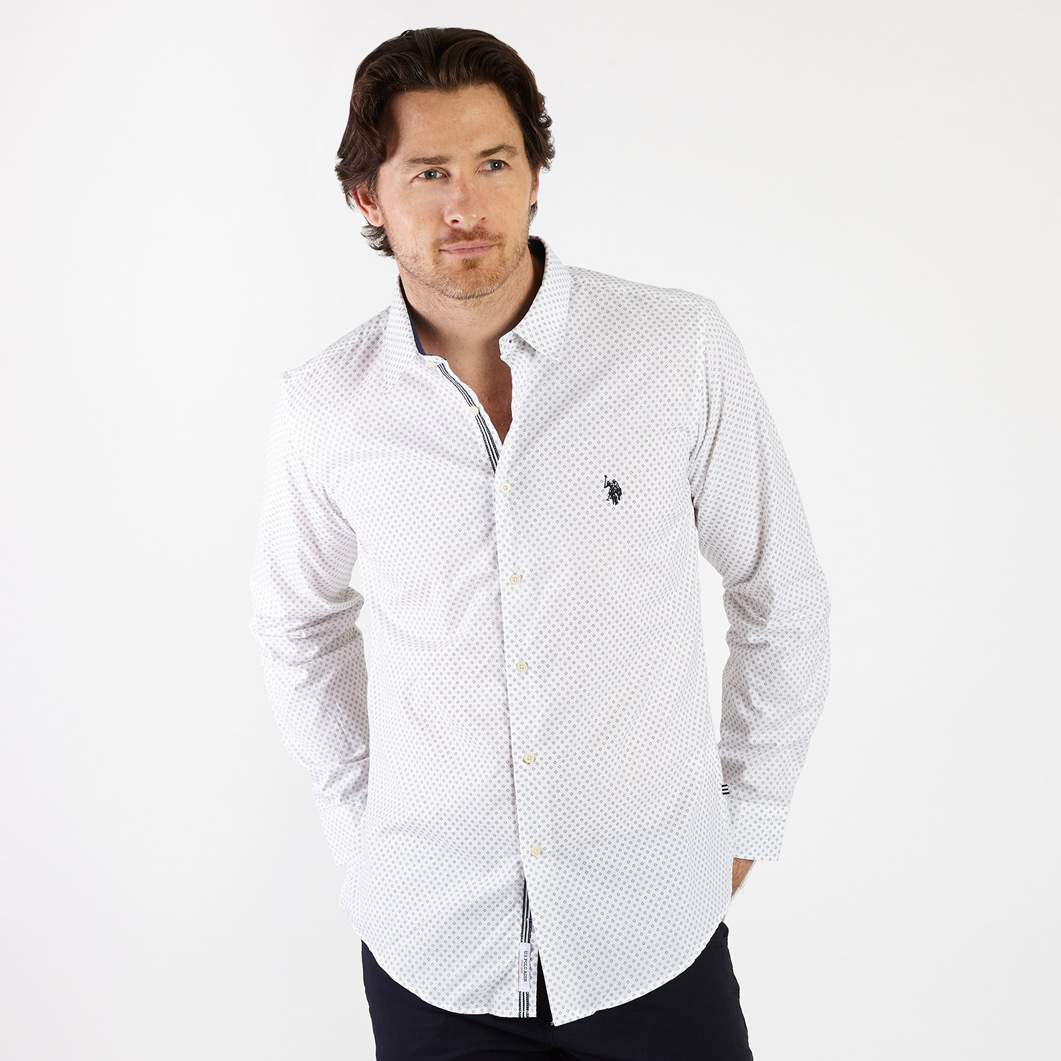 White with Navy Detail