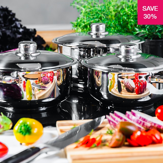 30% off on 6 Piece Stainless Steel Cookware Set