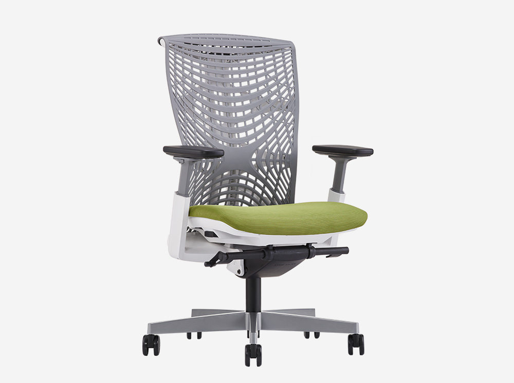 White Frame, Green Mesh & Grey TPE Backrest
