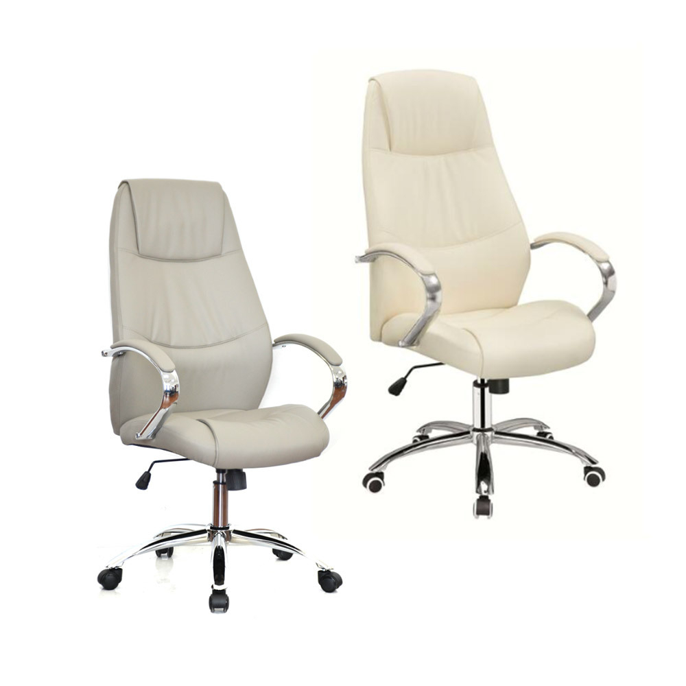 white leather and chrome office chair