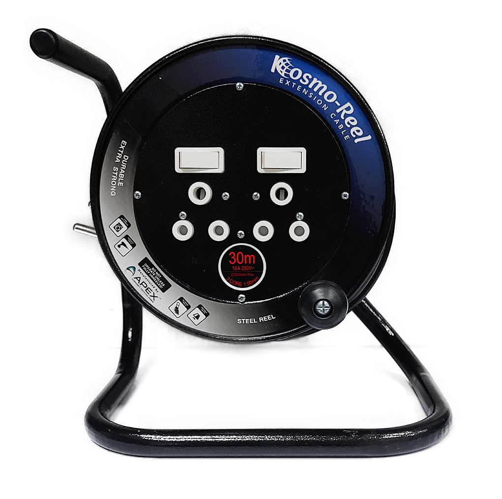 37 off on 30 Meter Steel Extension Reel with 2x 16A Sockets and Overload Protection