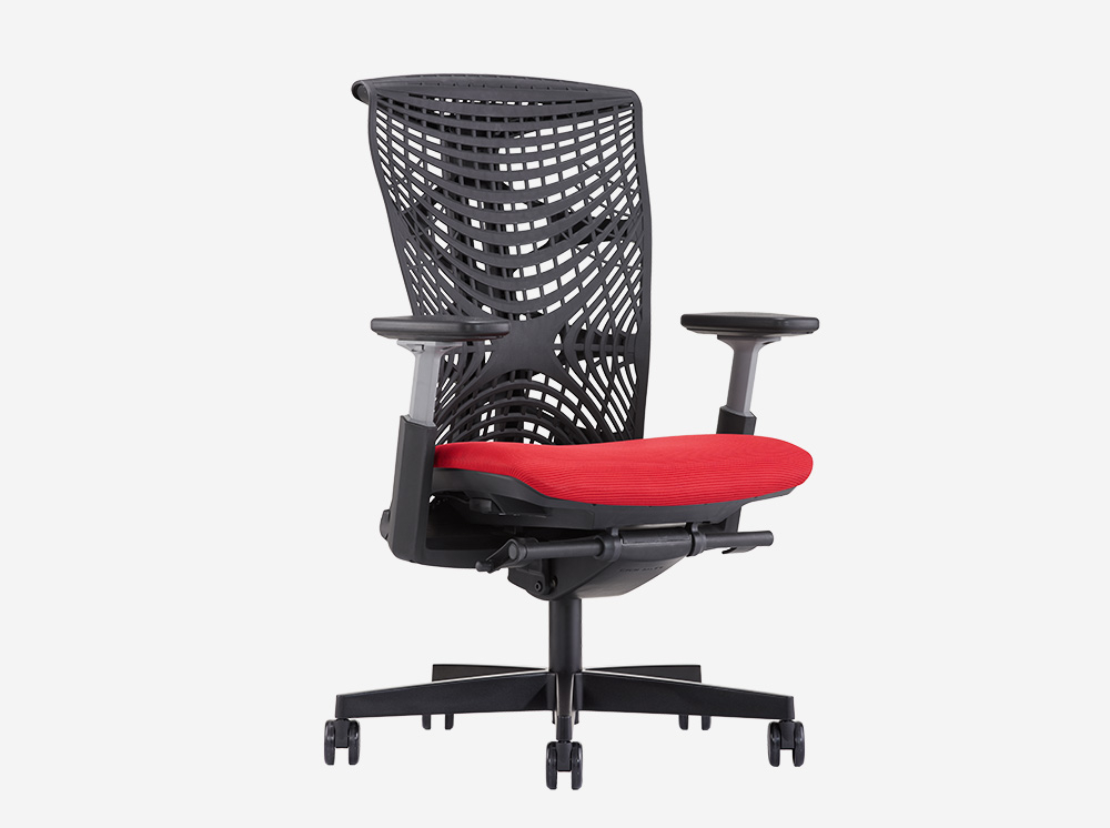 Reya - Black Frame, Red Mesh Seat & Black TPE Backrest