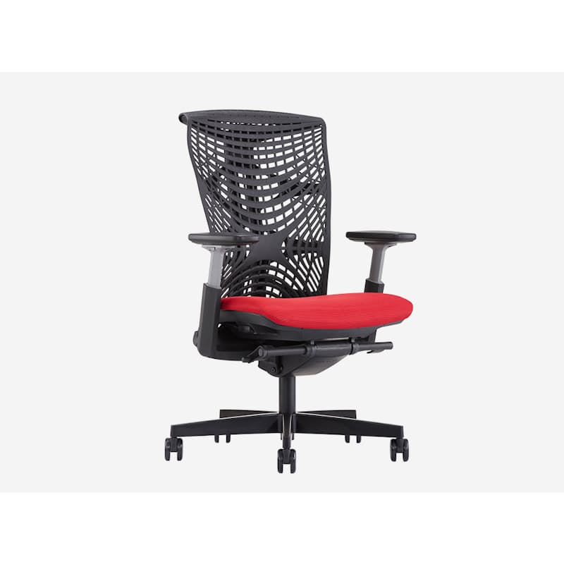 Reya - Black Frame, Red Mesh Seat & Black TPE Backrest