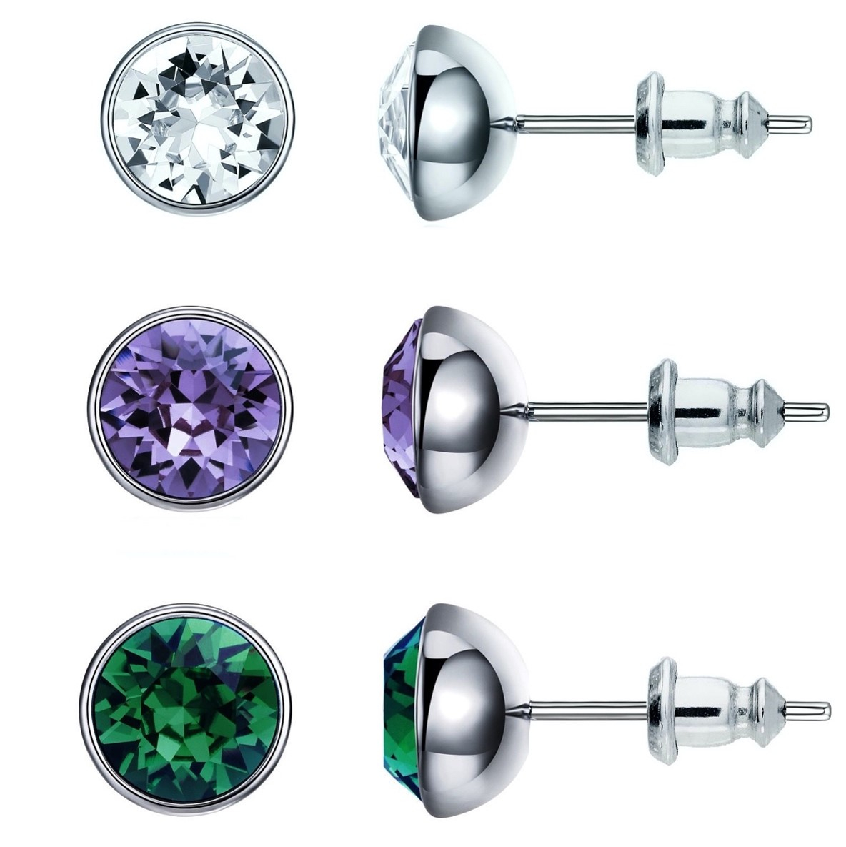 Clear, Tanzanite & Emerald