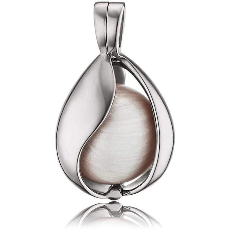 White & Silver Tear Pendant with Small Sound Ball