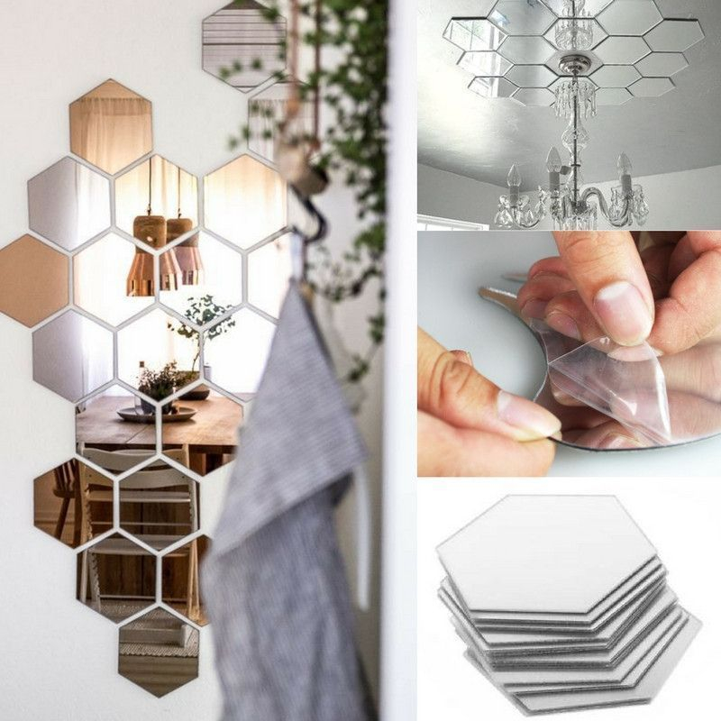 51 off on 12Piece Hexagon Mirror Sticker Set OneDayOnly