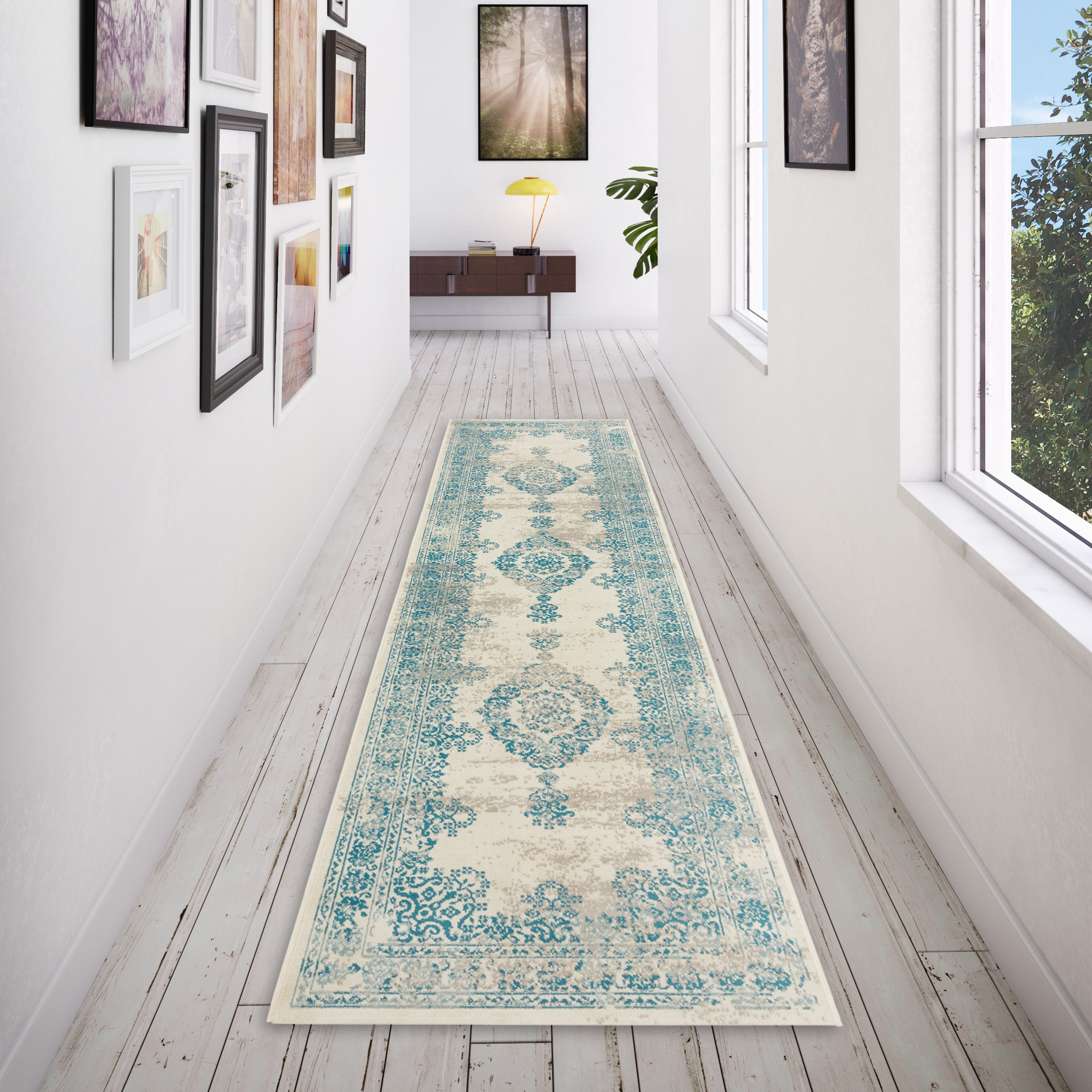 Light Blue & White Intricate Design