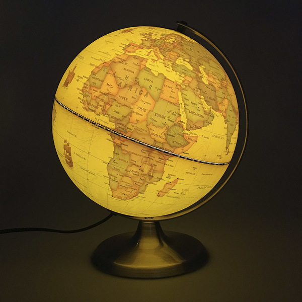 antique world globe lamp