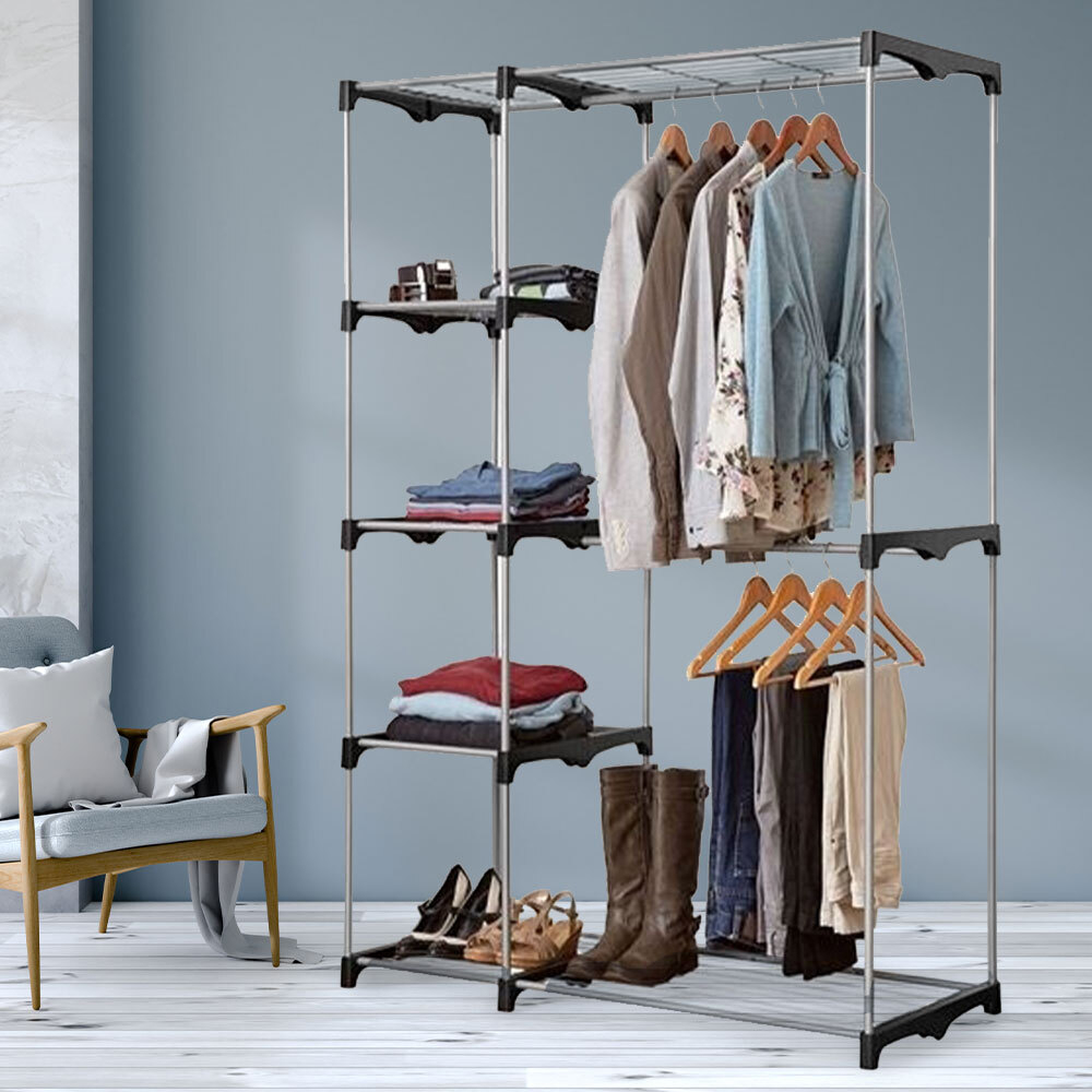 5-Shelf Double Rod Wardrobe