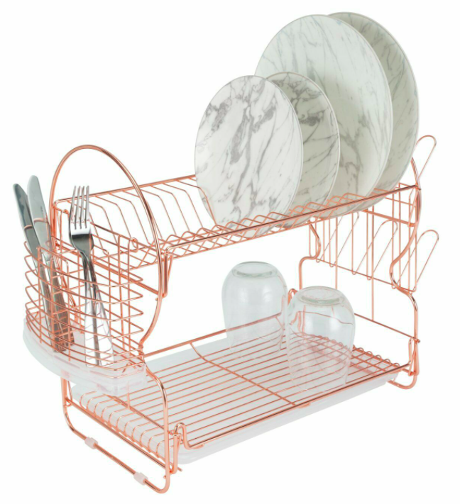 34 off on Contemporary Double Layer Rose Gold Dish Rack