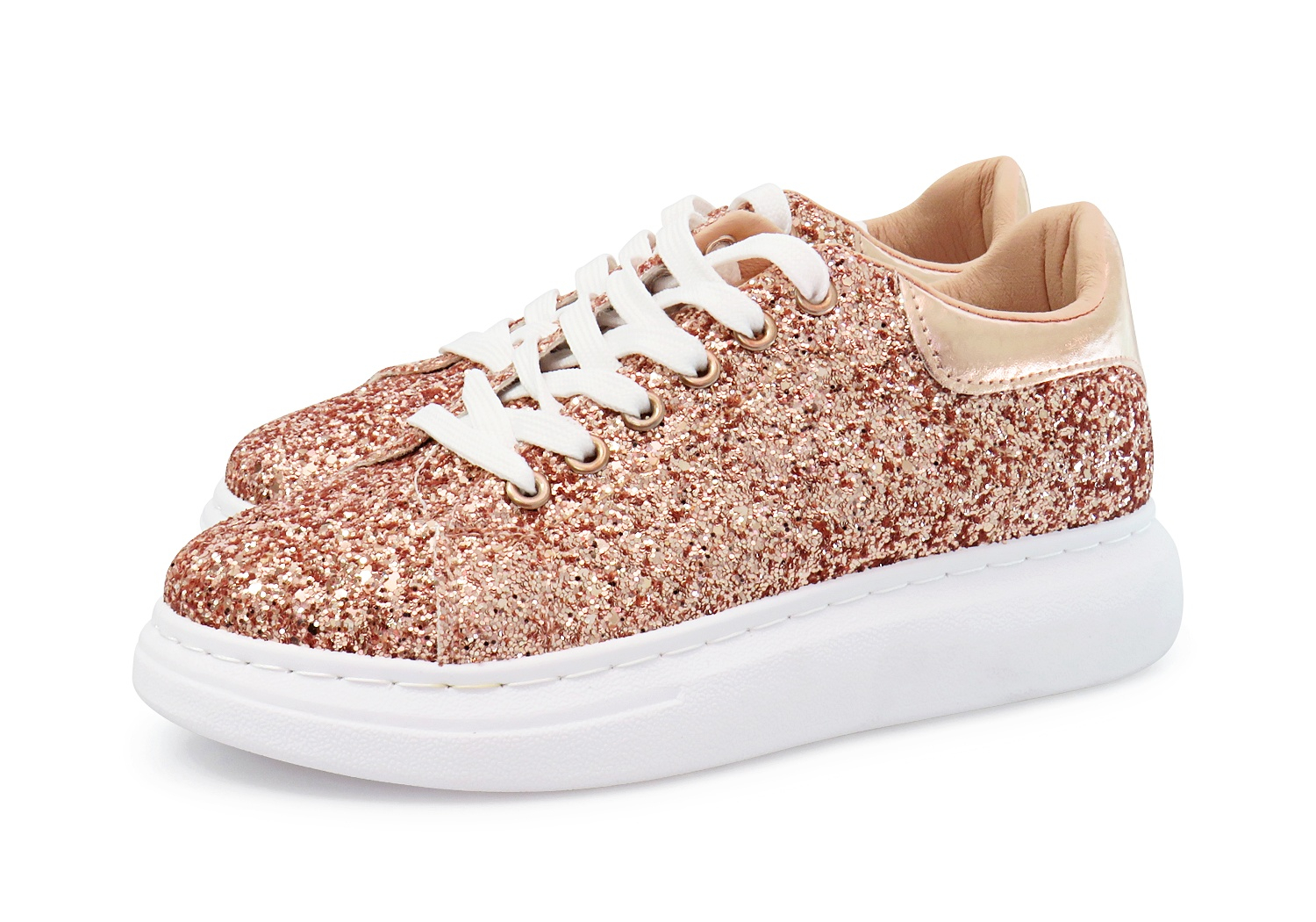 rose gold sparkly trainers