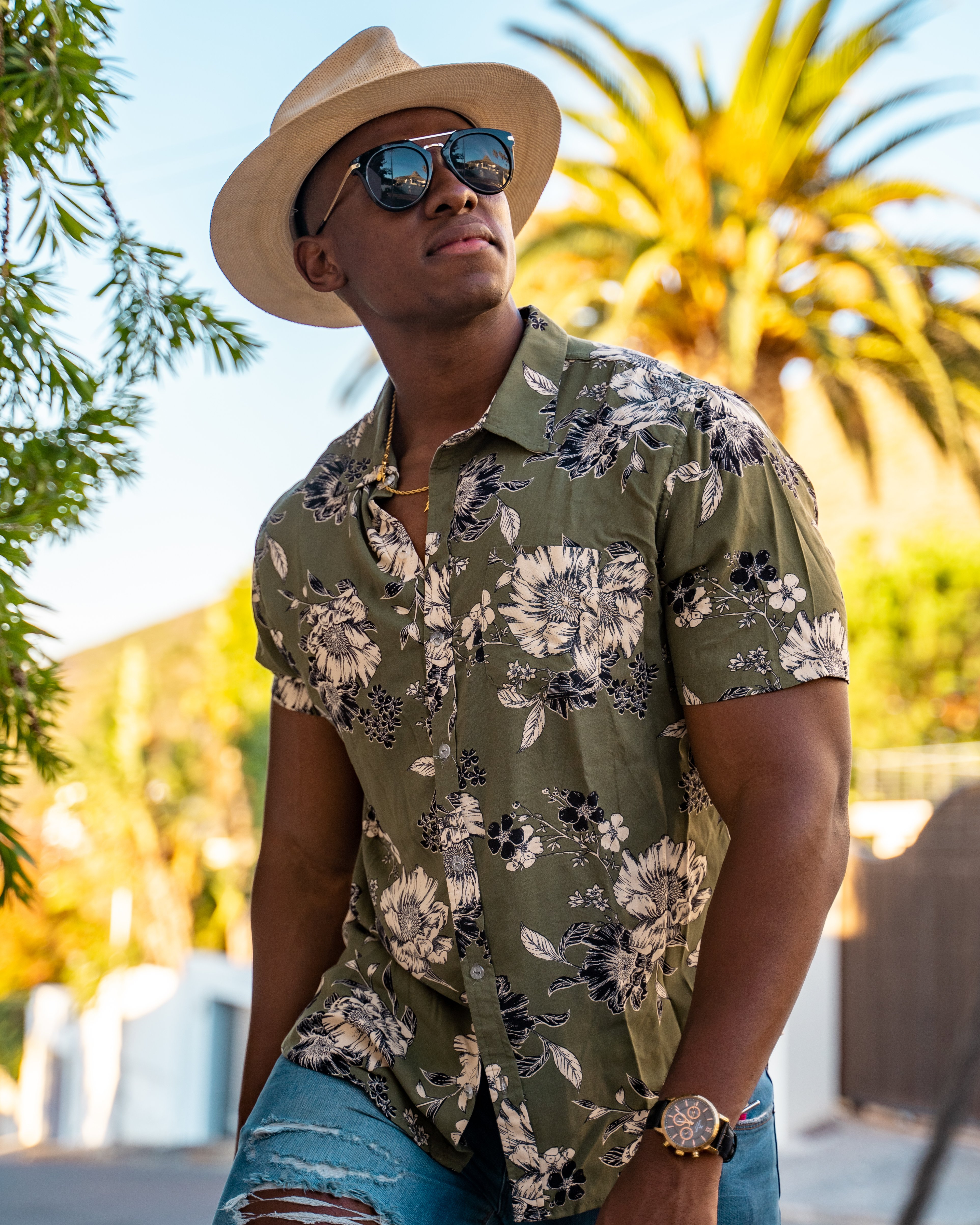 Short Sleeve Printed Viscose Shirt