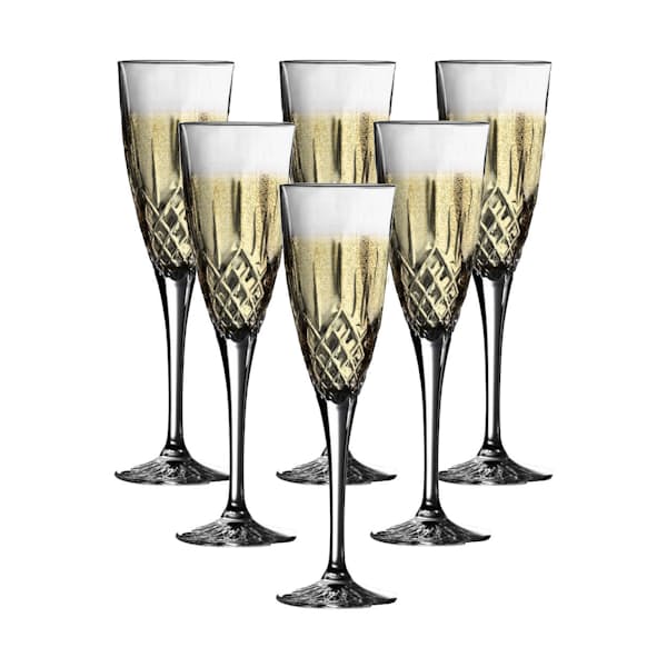 6x 150ml Tosca Crystal Champagne Flutes