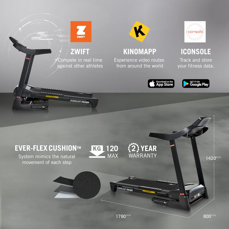 Pacer Treadmill with Bluetooth Fitness Apps