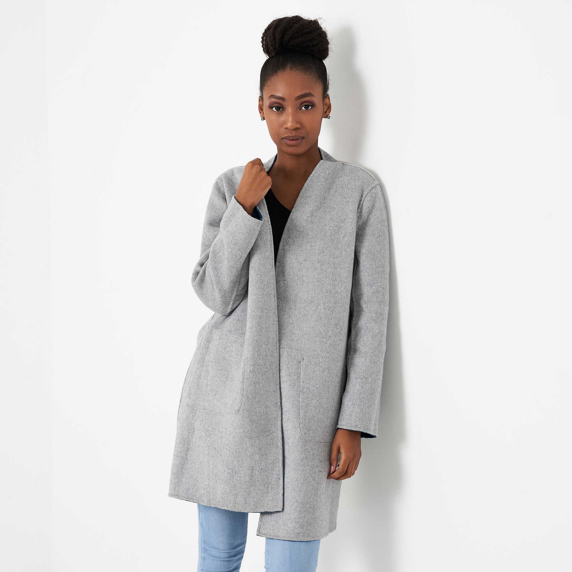 vero moda grey wool coat