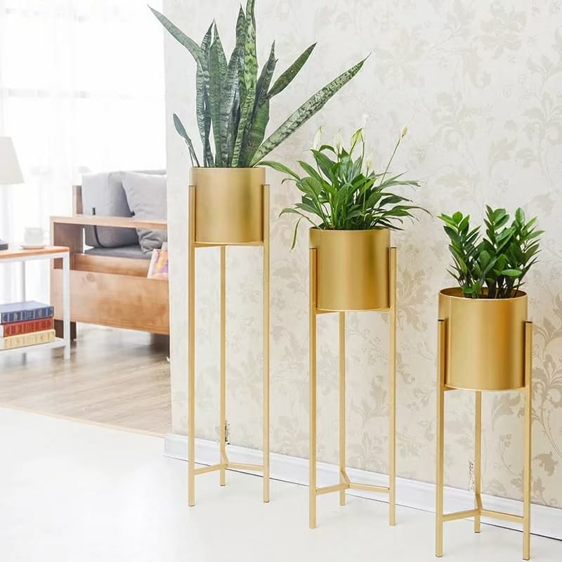 Set of 3 Modern Cassidy Plant Stands with Plant Holders
