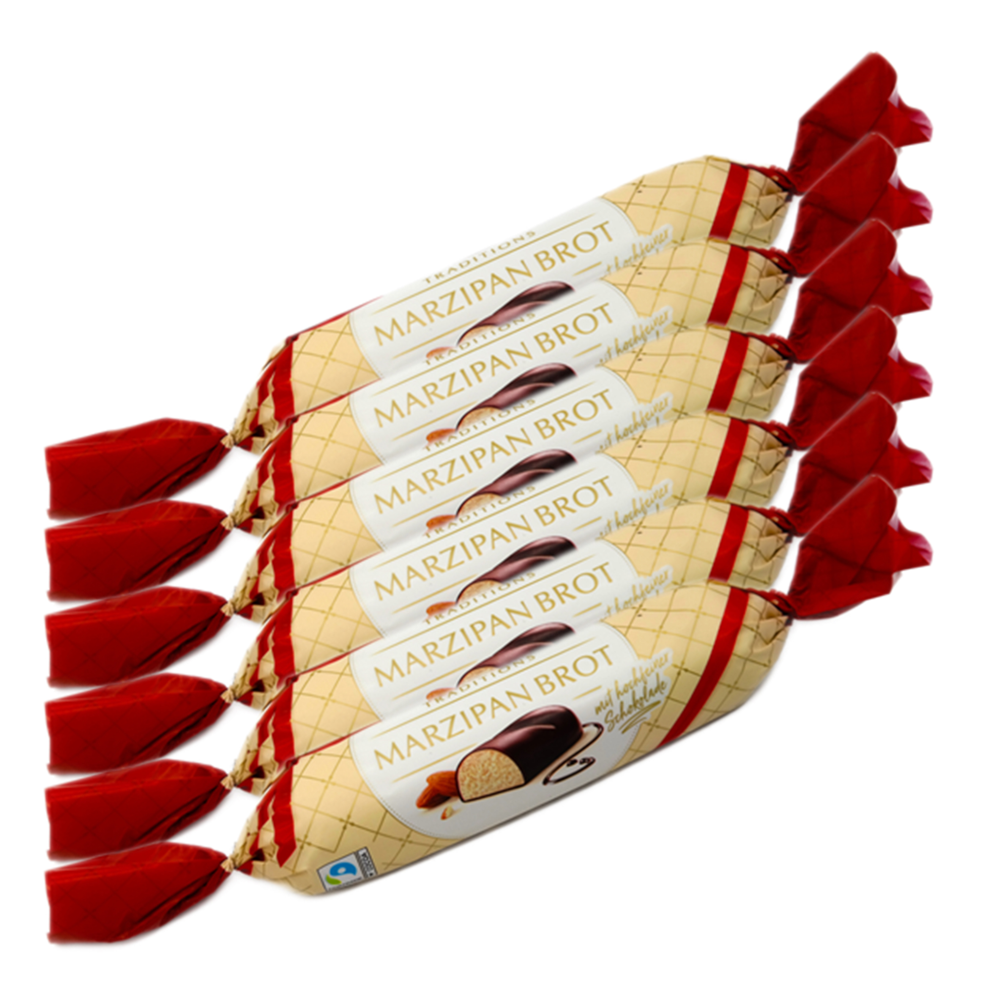 6x 100g Marzipan Brot Covered with 17% Chocolate