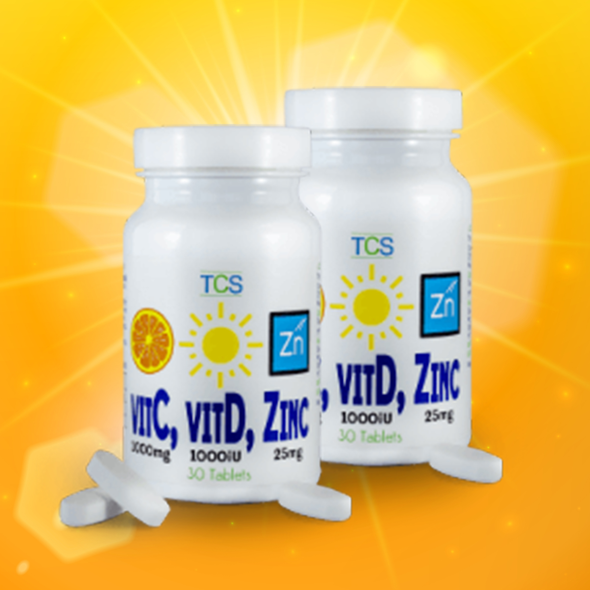 27 off on Pack of 2 Vitamin C, Vitamin D and Zinc Combo 30 Tablet Bottles