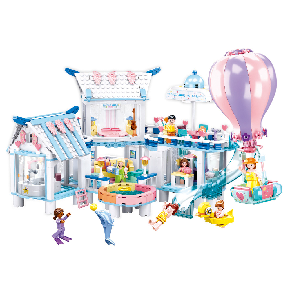 938-Piece Sea View Pool Villa Model Bricks