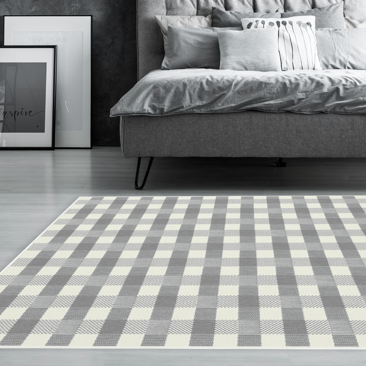 56 off on Cream And Grey Tartan Inspired Fenix Rug OneDayOnly