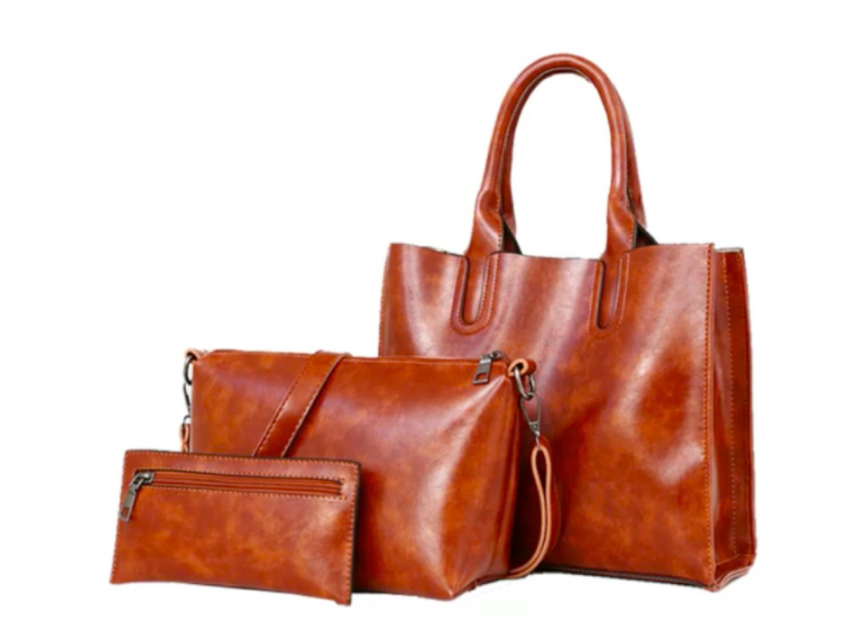 3-Piece Faux Leather Handbag Set