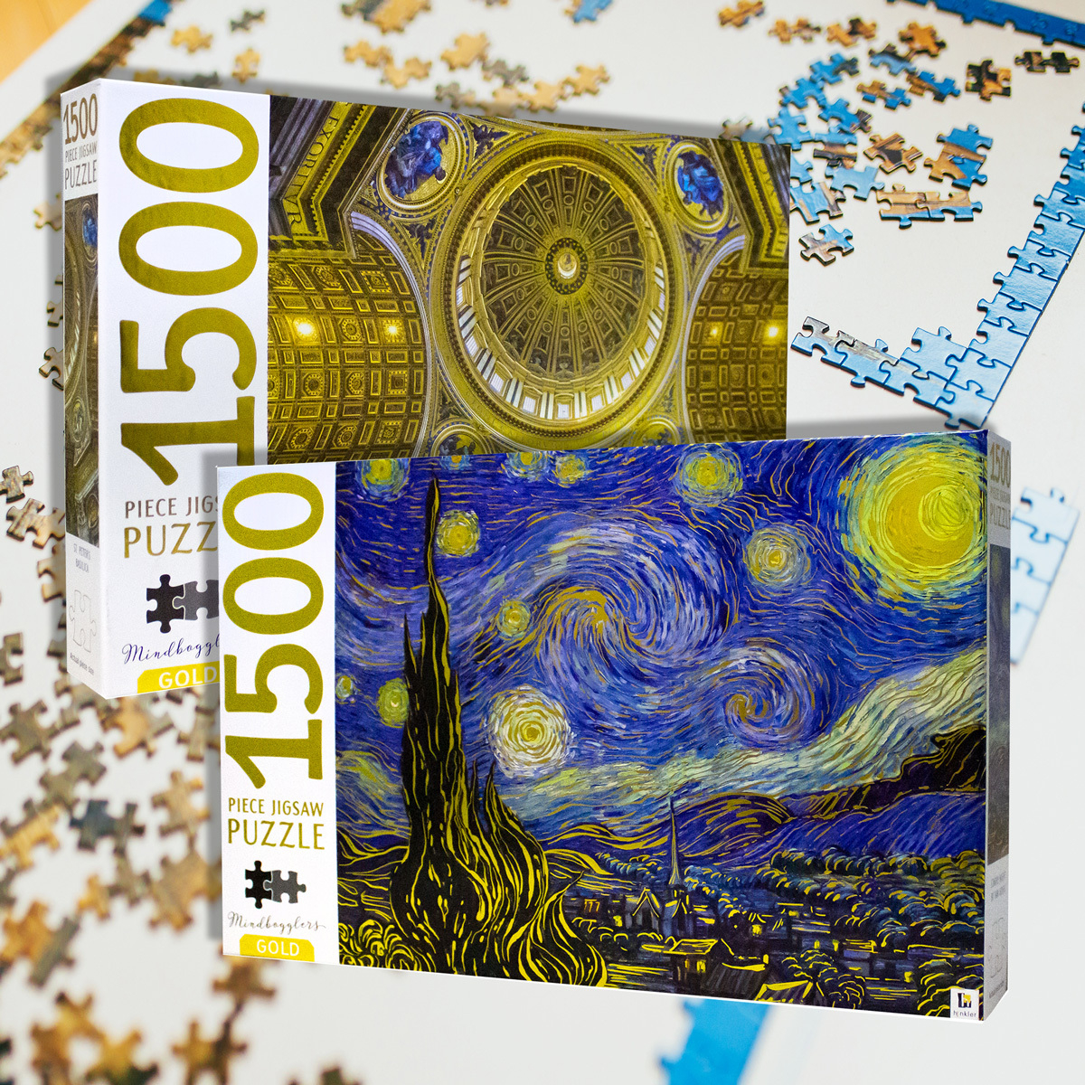 11 off on Set of 2 Adult 1500Piece Gold Collection Iconic Jigsaw Puzzles