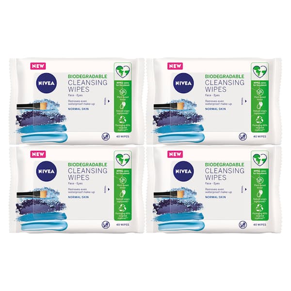 4x Daily Essential Biodegradable Cleansing Wipes 40s