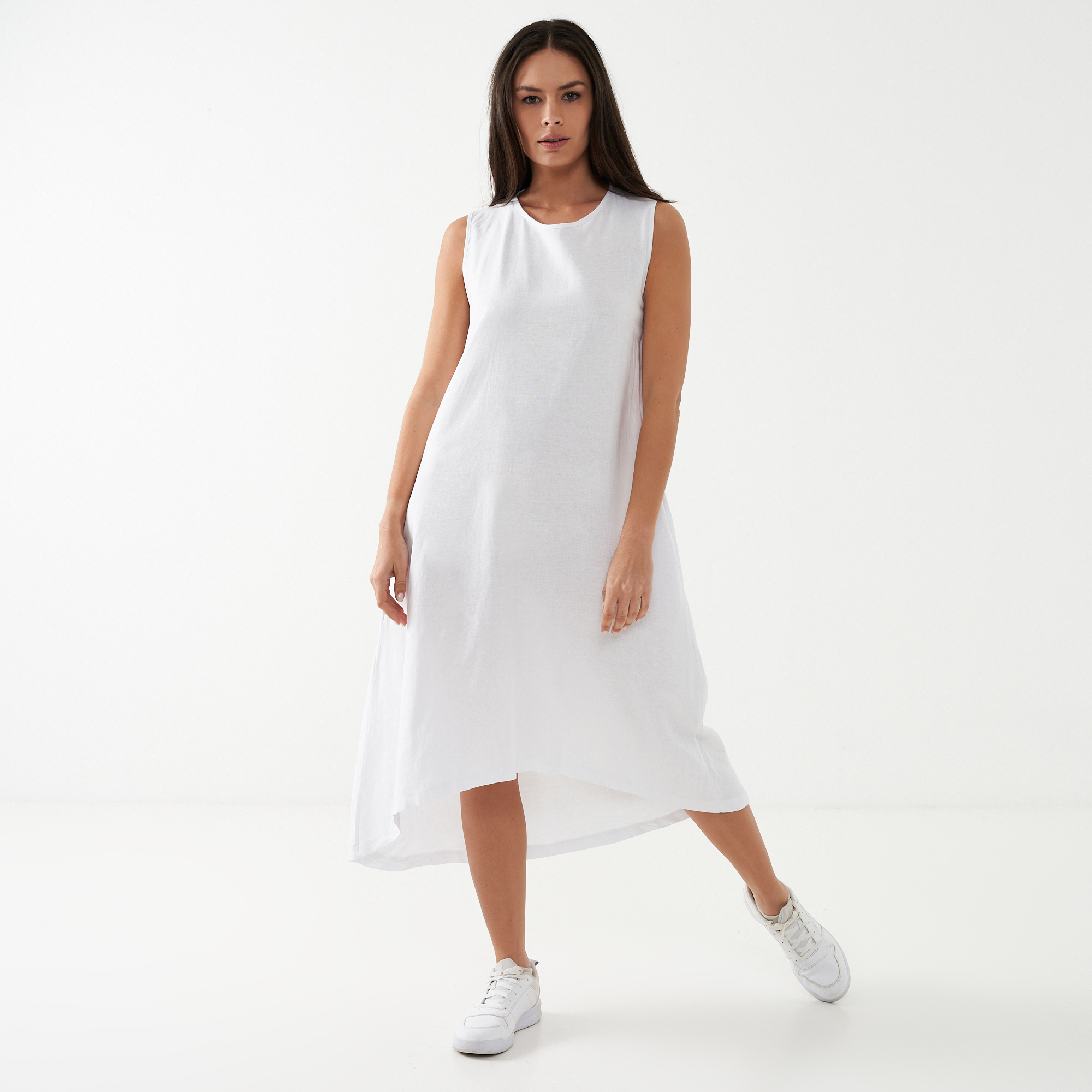 Ladies Asymmetric Linen Dress