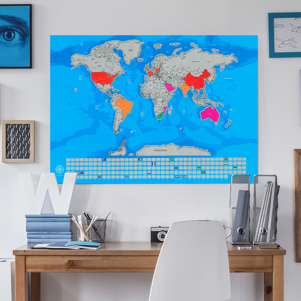 48 off on Large Scratch Off Travel World Map with Country Flags
