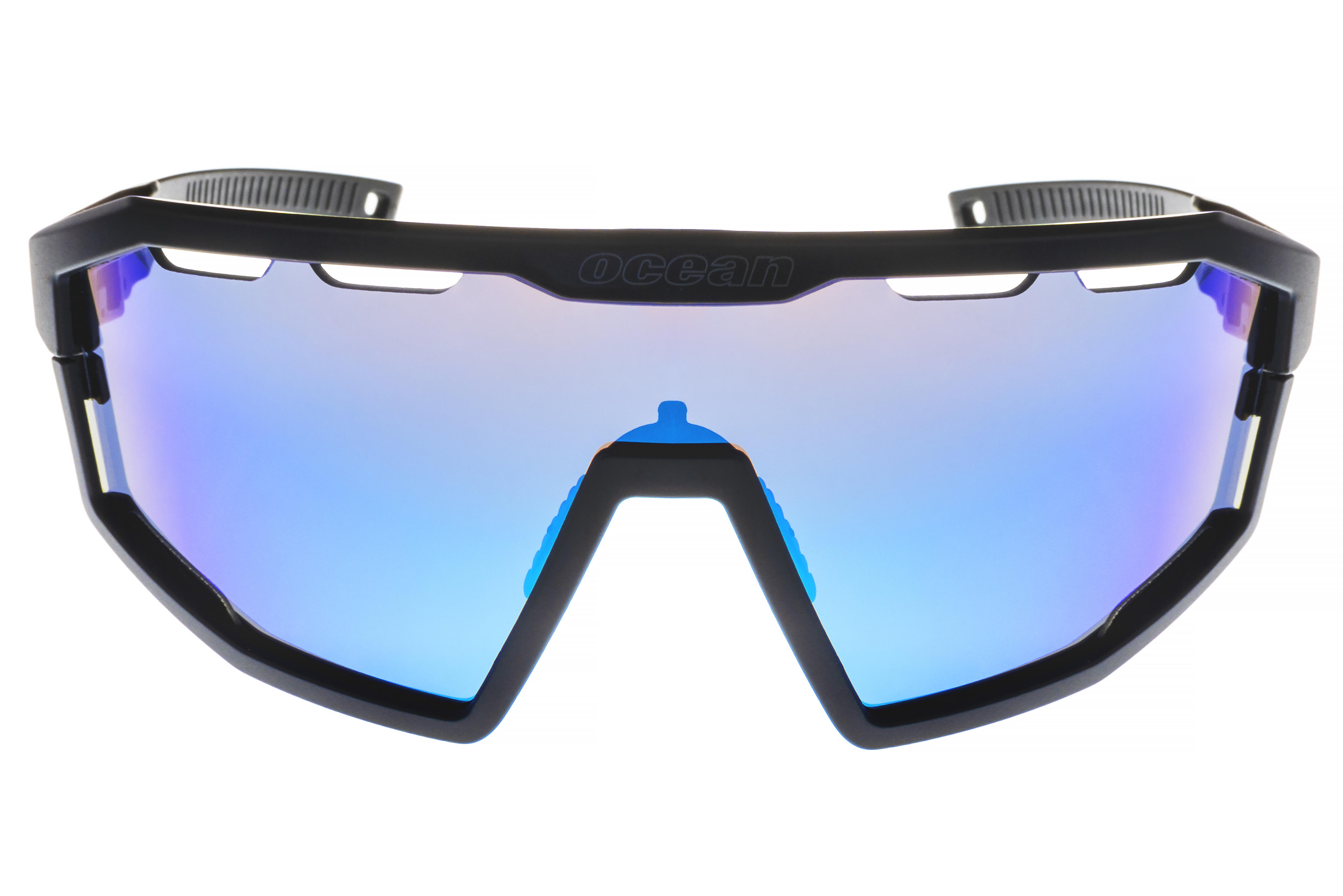 blue lens black frame sunglasses