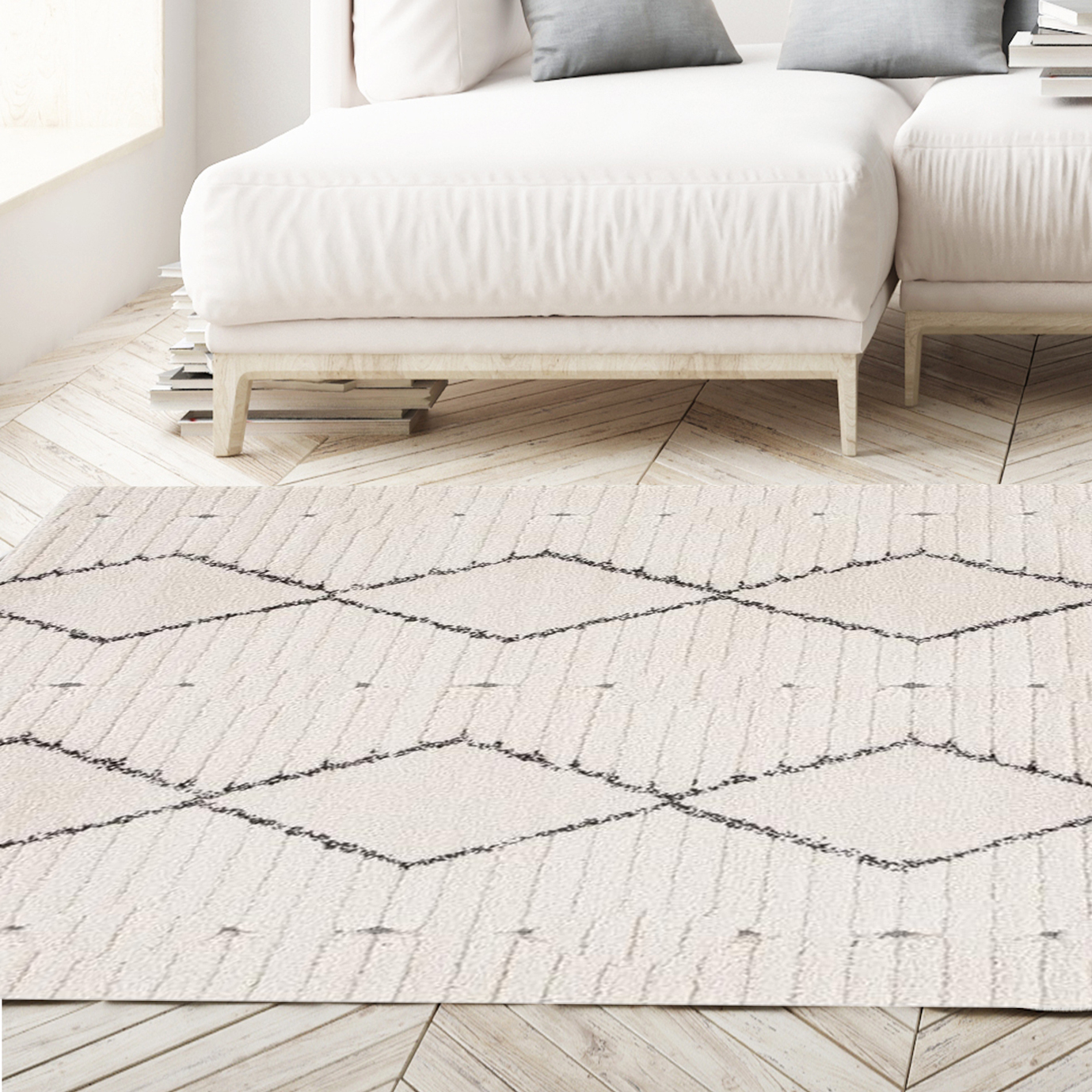 60% off on Fara Modern 3D Diamond Black Rug | OneDayOnly