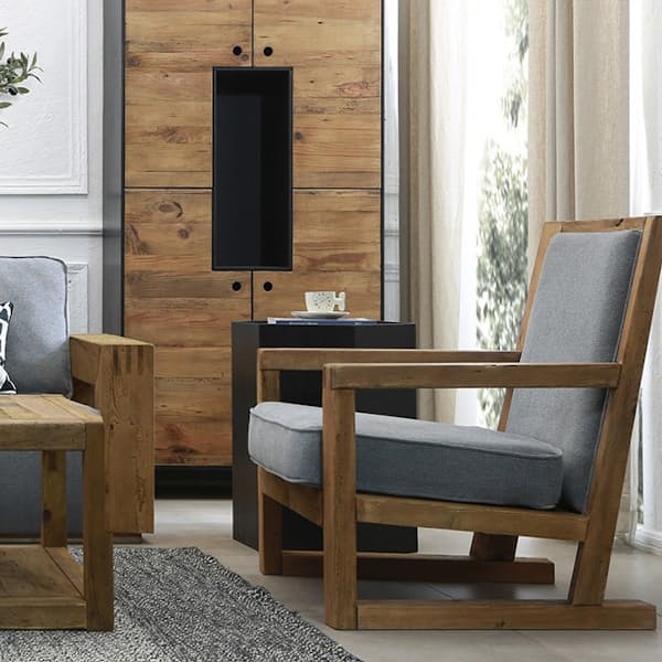 Solid Natural Wood Armchair