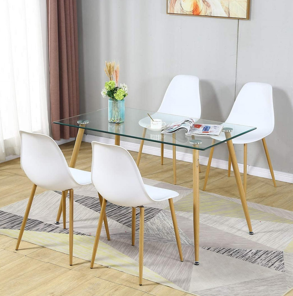 white glass dining room table