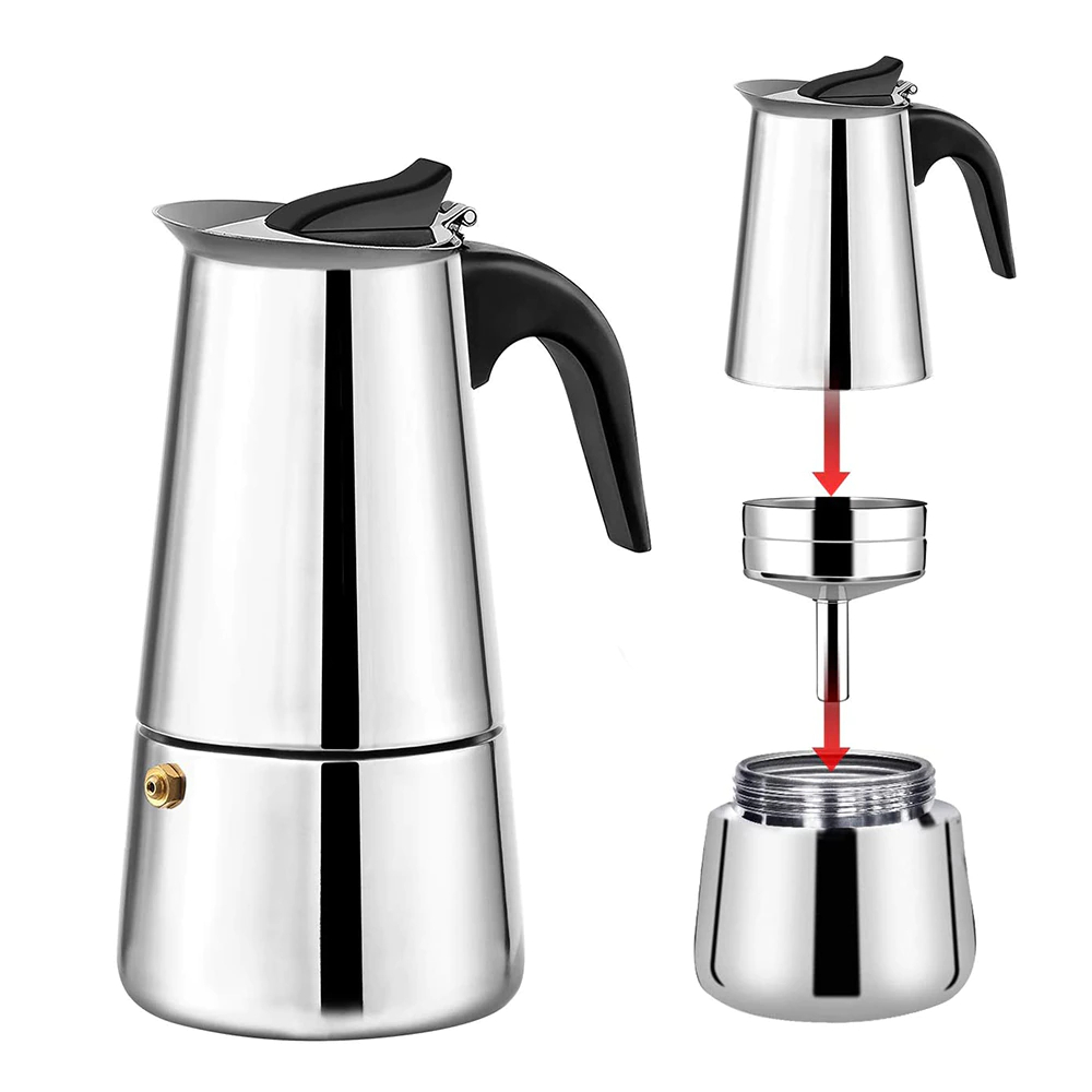 Stainless Steel 4-Cup Espresso Moka Pot