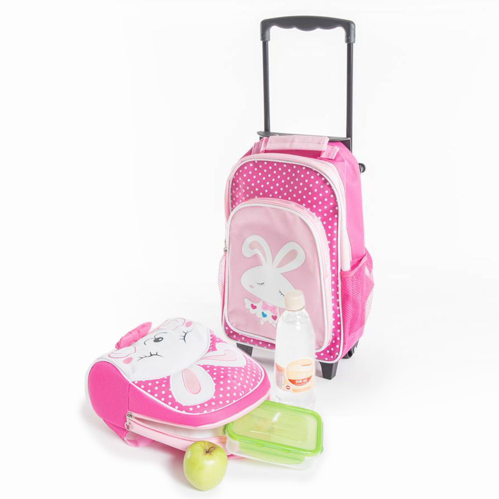 Pink Bunny Trolley Case Set
