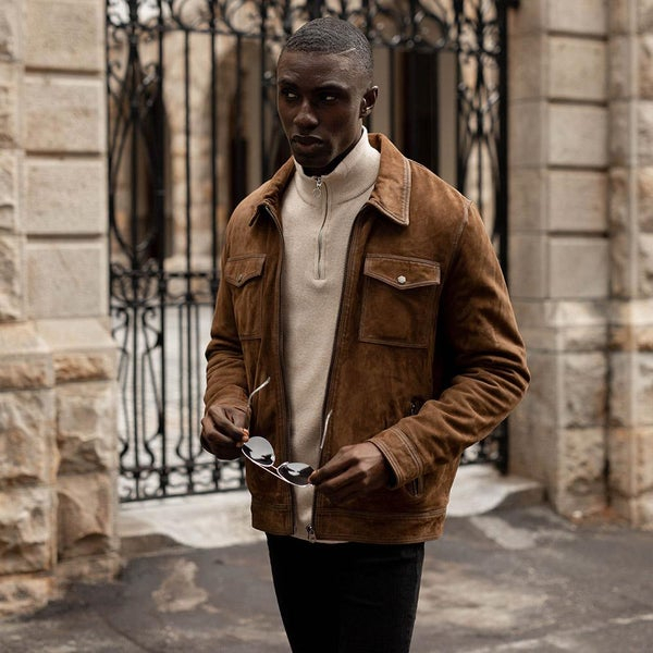 44% off on Men's Suede Leather Olive Jacket | OneDayOnly