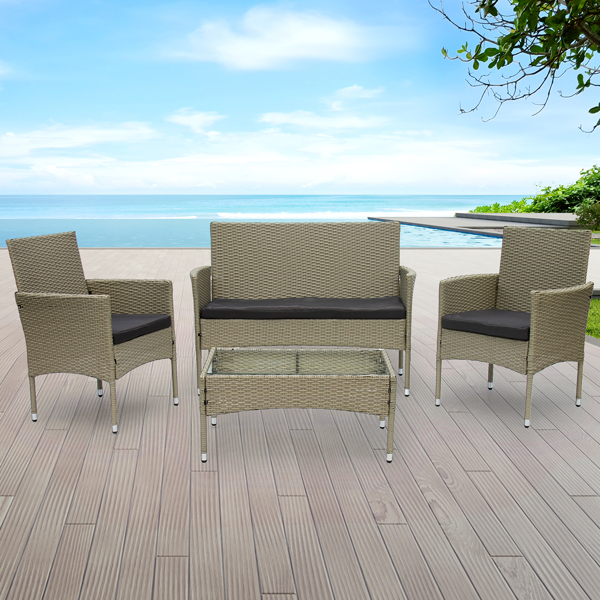 outdoor rattan chair set