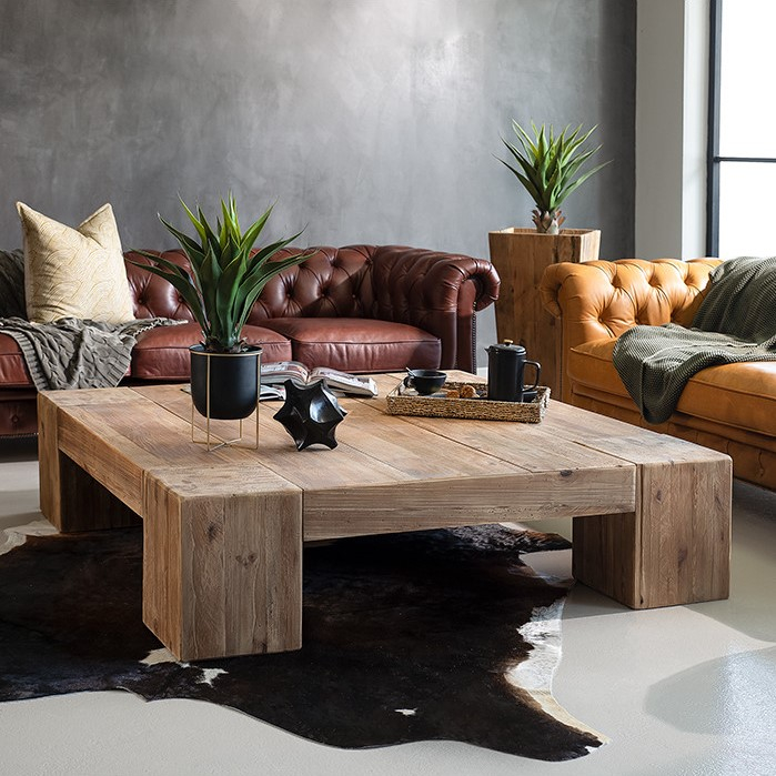 natural wood coffee table square