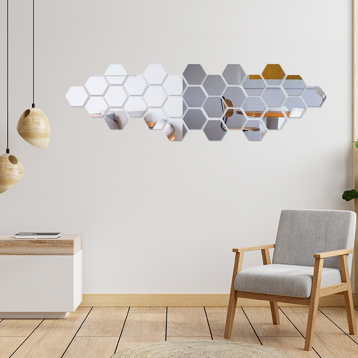 51 off on 12Piece Hexagon Mirror Sticker Set OneDayOnly