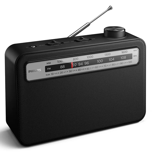 Black Portable FM/MW Radio (Model: TAR2506) | OneDayOnly