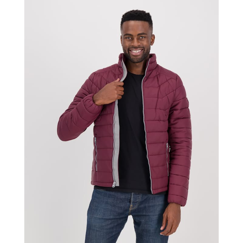 Burgundy mens puffer jacket online