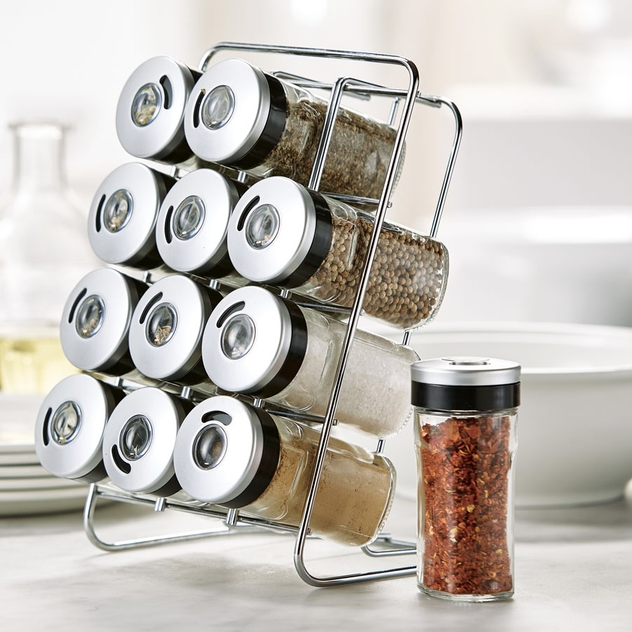 18 off on Aqua 12Jar Glass Spice Rack OneDayOnly