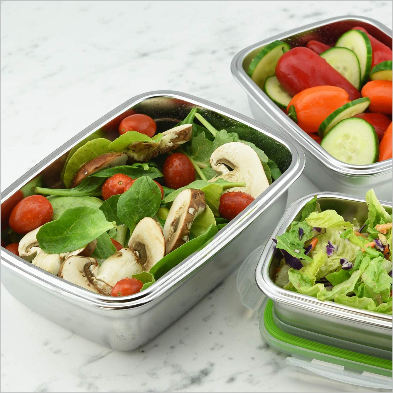 Klee 2 PC Stainless Steel Food Storage Container Set with Lids - Easy Clean, Smell-Proof, Airtight & Leakproof Containers - Large and Extra Large